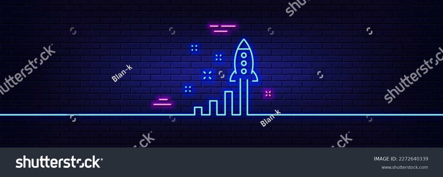 SVG of Neon light glow effect. Development plan line icon. Launch Startup business sign. Innovation symbol. 3d line neon glow icon. Brick wall banner. Development plan outline. Vector svg