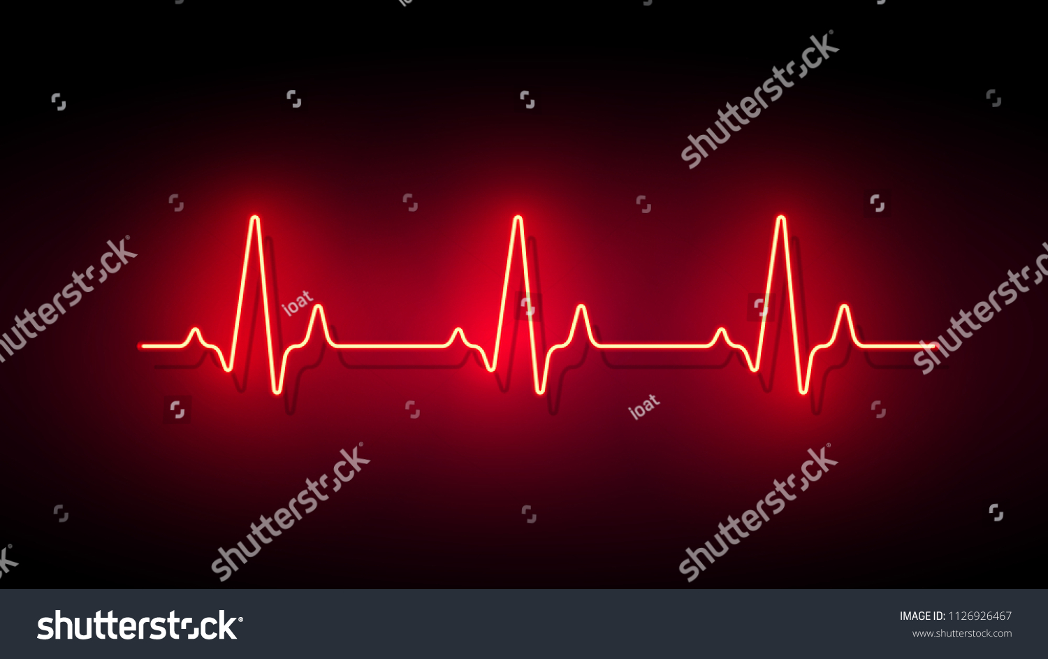 Neon Light Heart Pulse Shape Vector Stock Vector (Royalty Free) 1126926467