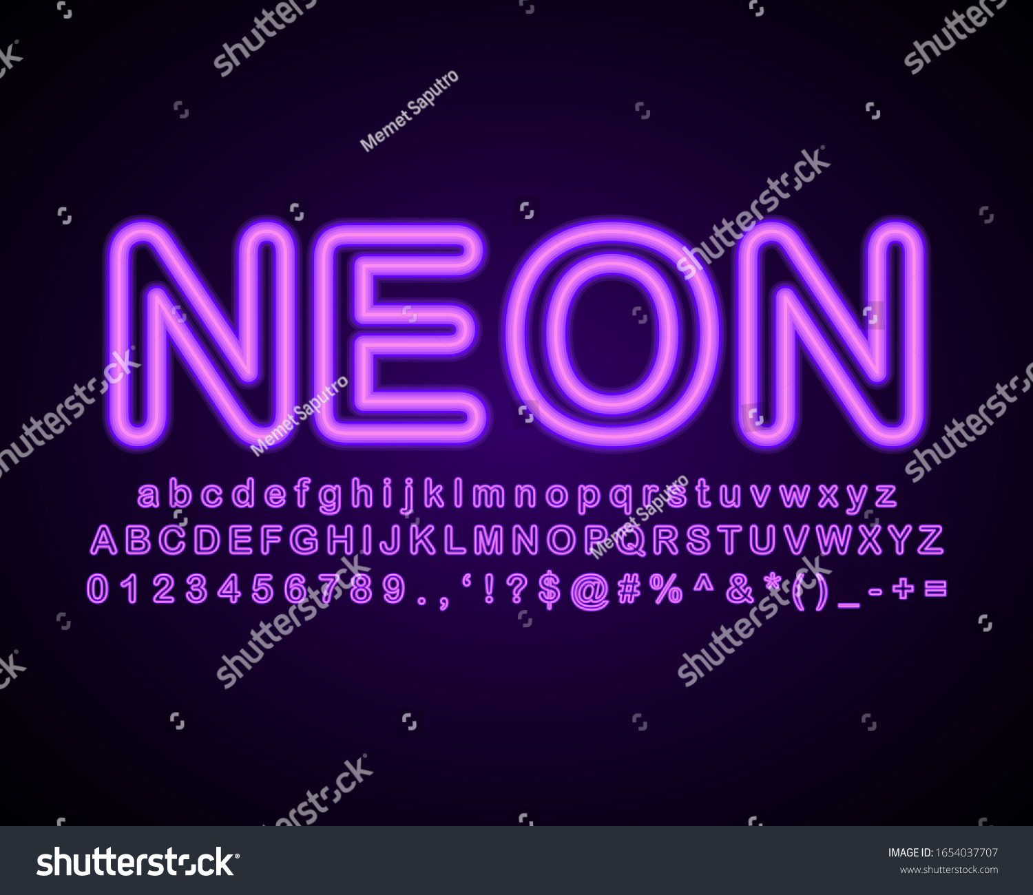 Neon Light Text Effect Glowing Alphabet Stock Vector (Royalty Free ...