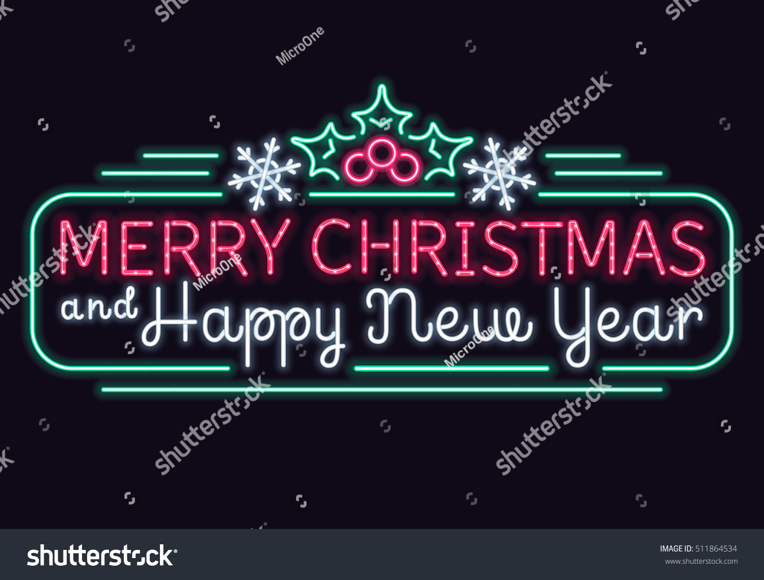 neon merry christmas happy new year stock vector royalty free
