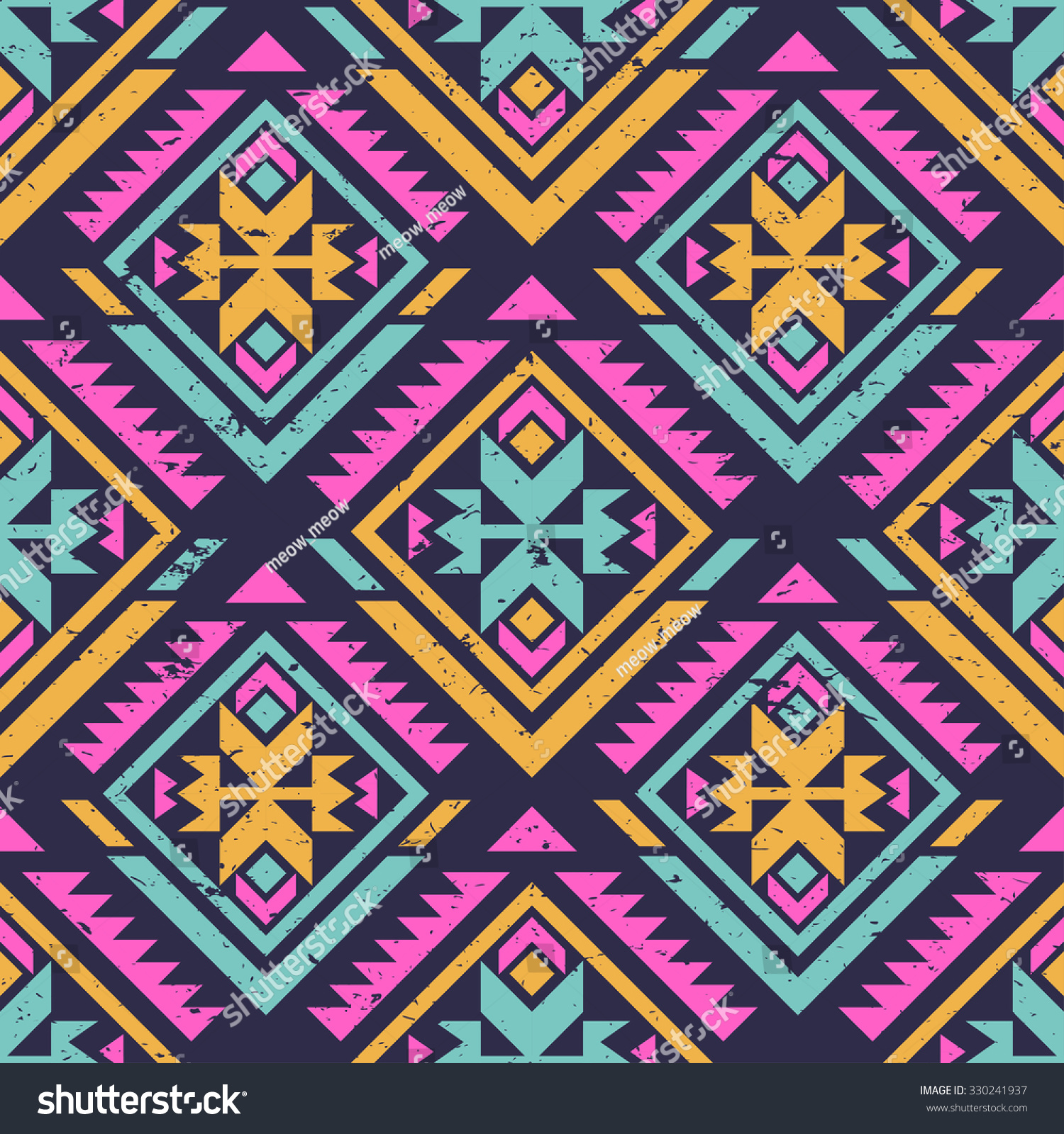 Neon Multicolor Tribal Navajo Seamless Pattern. Aztec Grunge Abstract ...