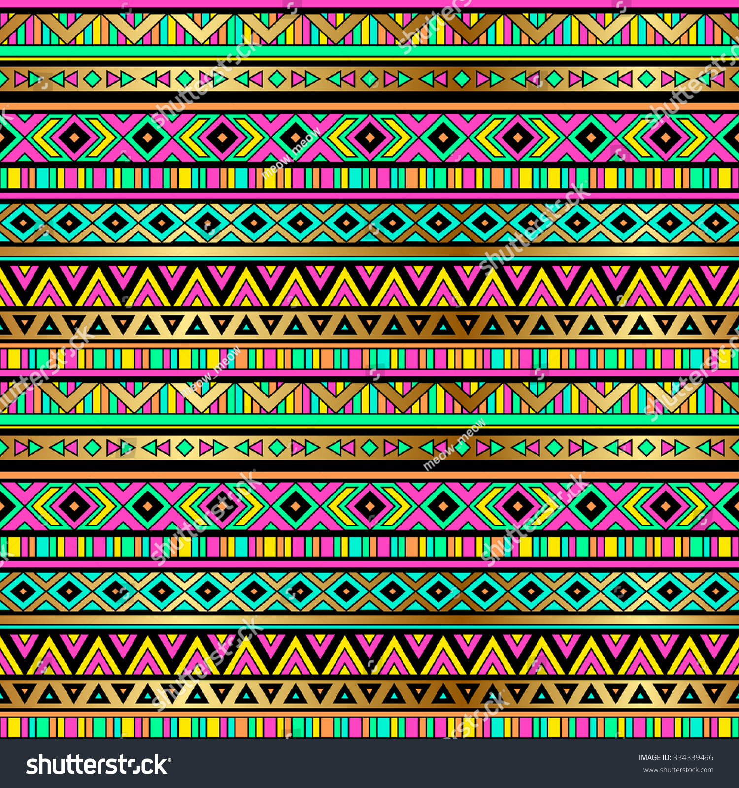 Neon Multicolor Tribal Navajo Seamless Pattern. Aztec Grunge Abstract ...