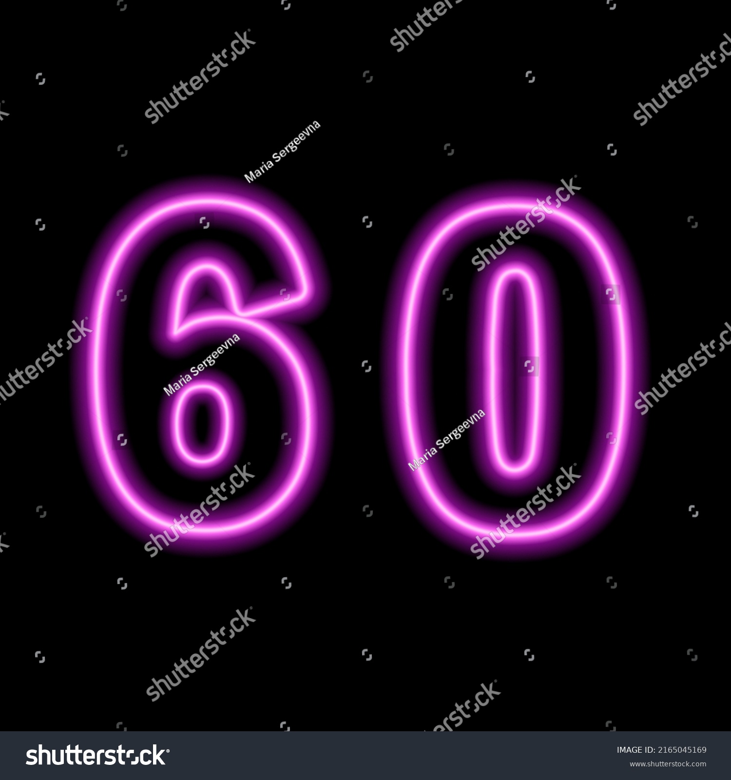 Neon Pink Number 60 On Black Stock Vector (Royalty Free) 2165045169 ...