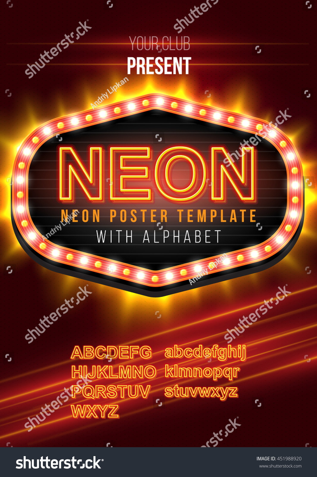 Neon Poster Template Alphabet Stock Vector Royalty Free