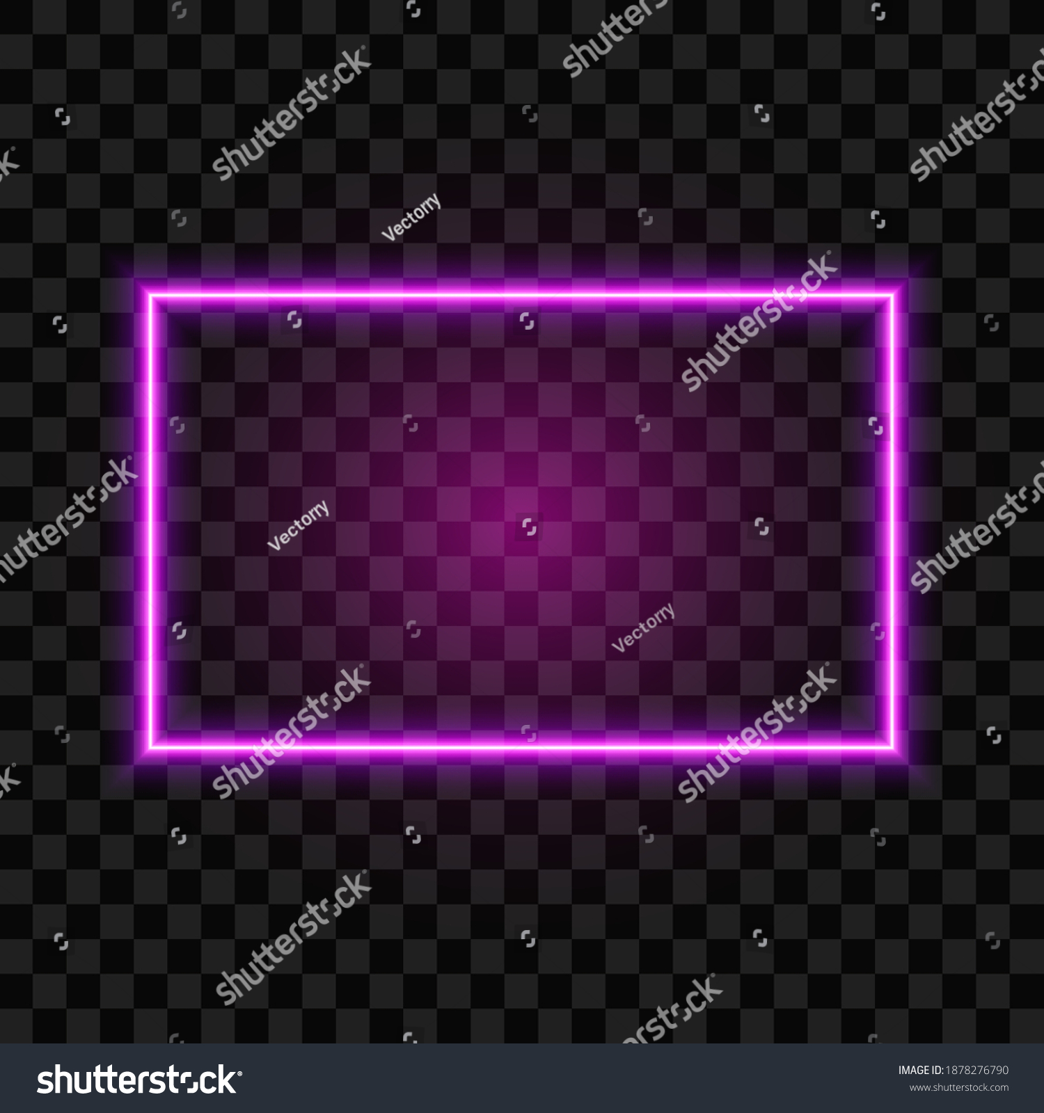 Neon Rectangle Frame Isolated On Transparent Stock Vector (Royalty Free ...