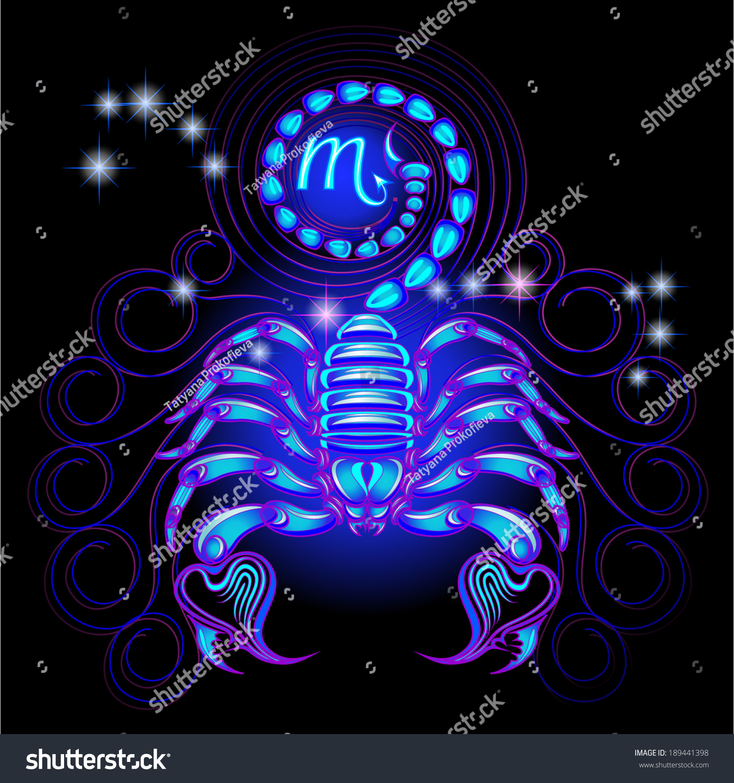 Neon Signs Zodiac Scorpio Stock Vector 189441398 - Shutterstock