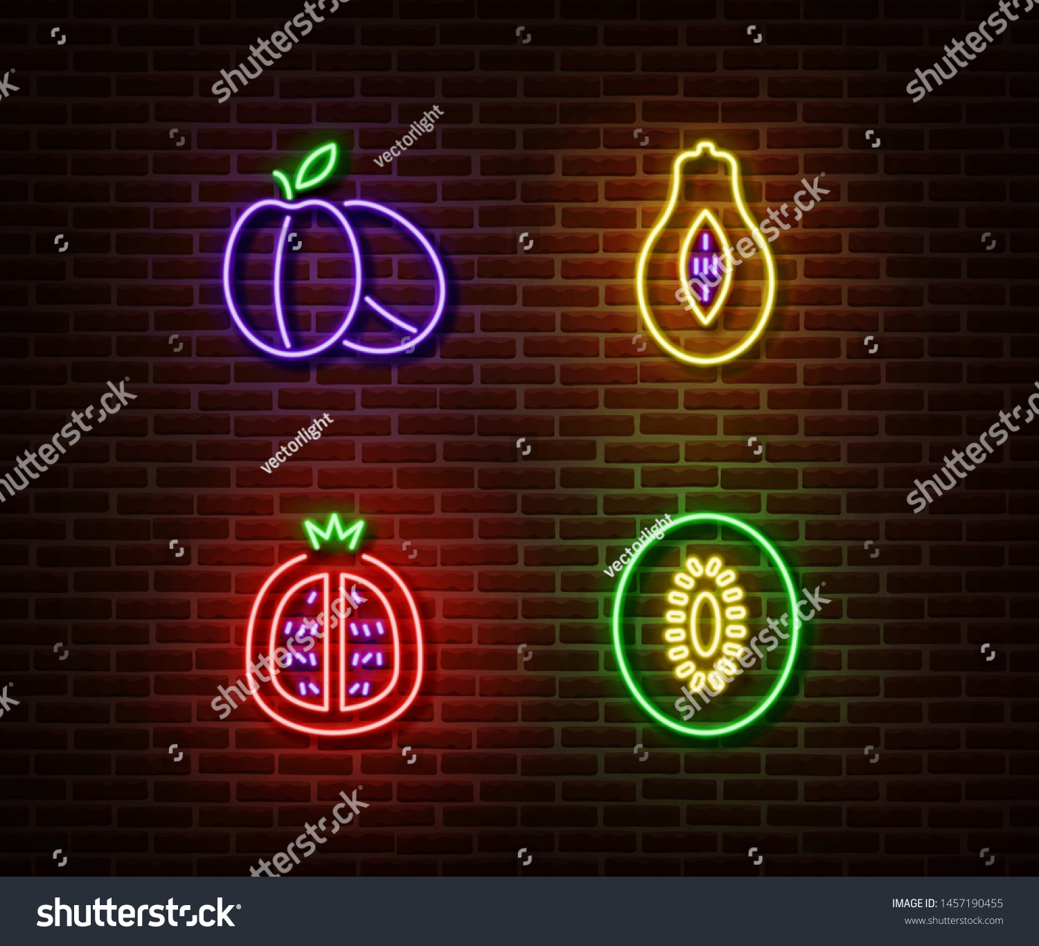 Neon Vegetables Fruits Signs Vector Isolated Stock Vector (Royalty Free ...