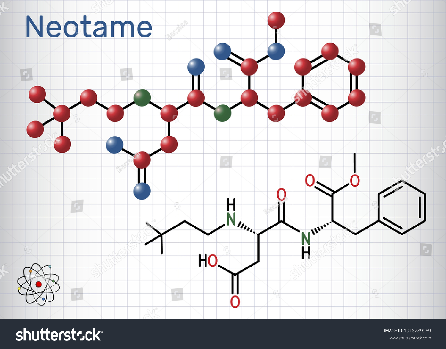 SVG of Neotame, sweetening agent, E961molecule. It is dipeptide with peptide linkage, artificial sweetener, aspartame analog. Sheet of paper in a cage. Vector illustration svg