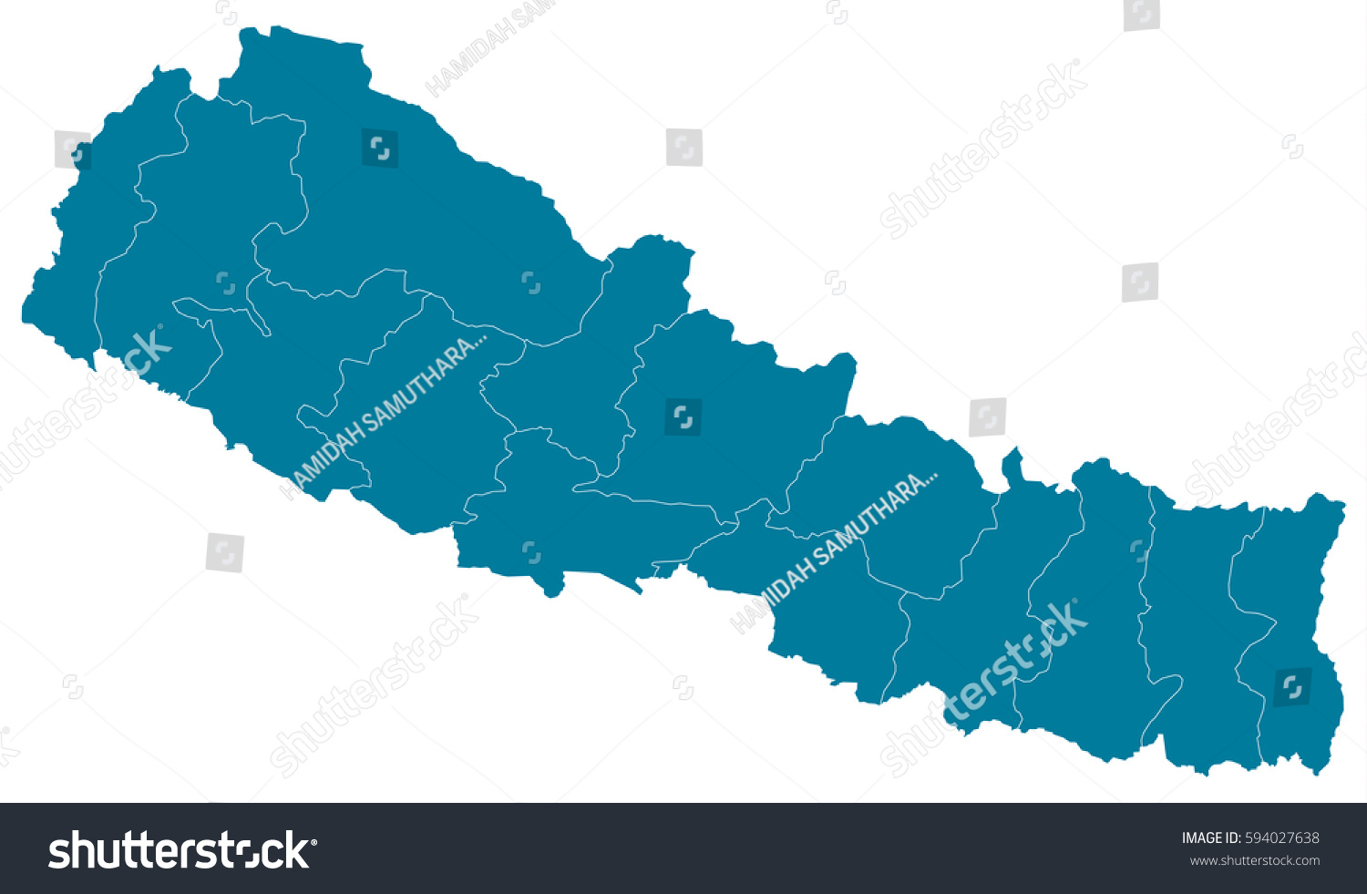 Nepal Blue Map Vector Stock Vector (Royalty Free) 594027638 | Shutterstock