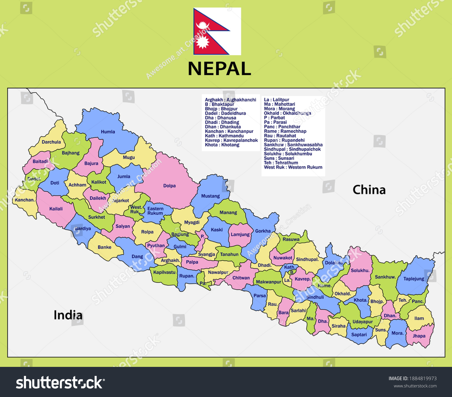 New Nepal Map With District Nepal Map Nepal Administrative Map Nepal Stock Vector (Royalty Free)  1884819973 | Shutterstock