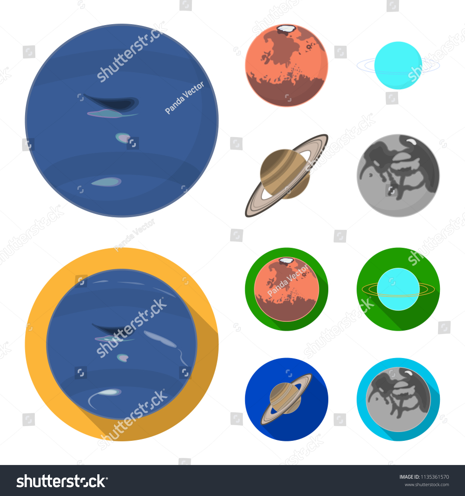 Vektor Stok Neptune Mars Saturn Uranus Solar System Tanpa Royalti