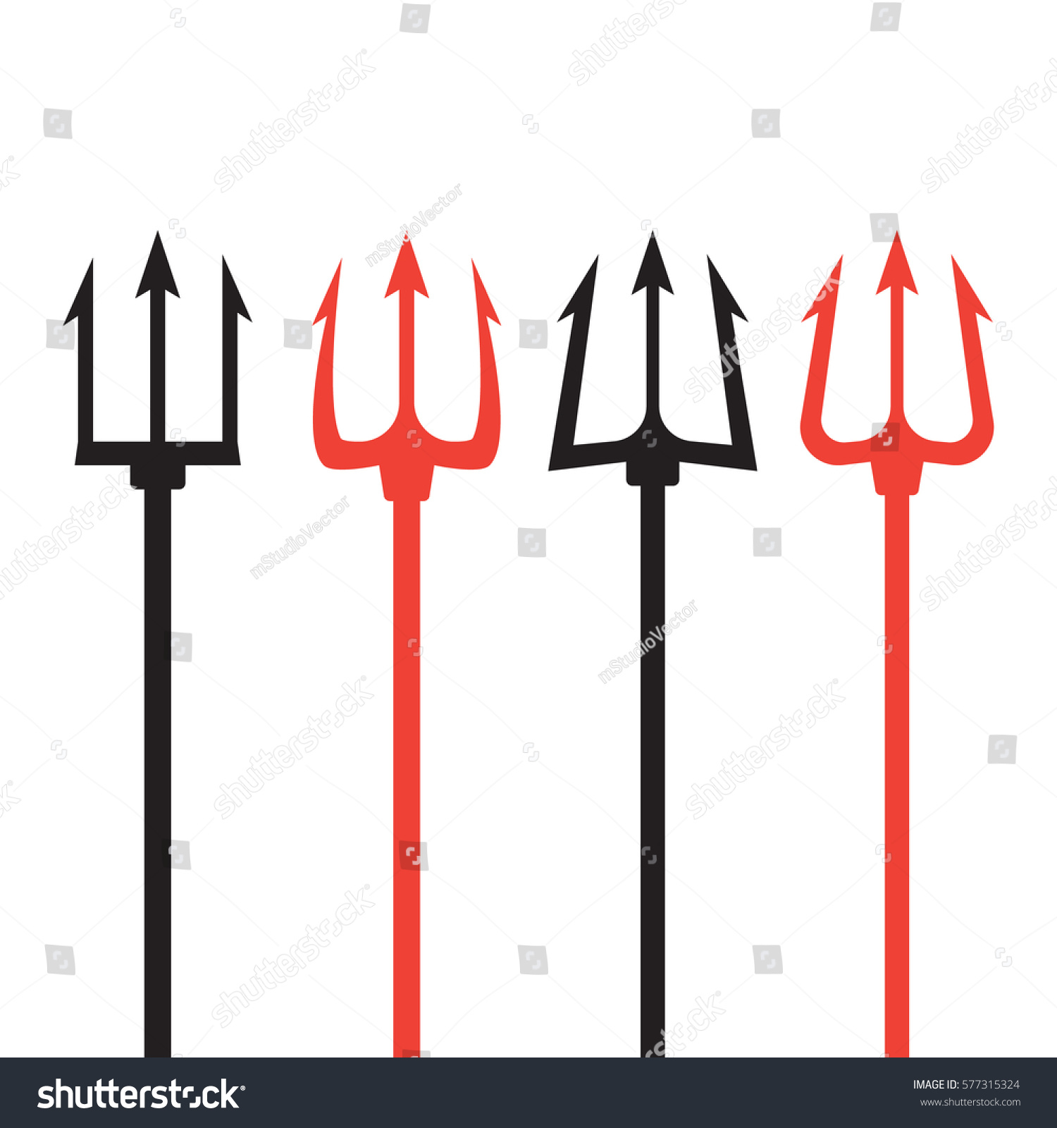 SVG of Neptune red vector trident. Trident vector set svg