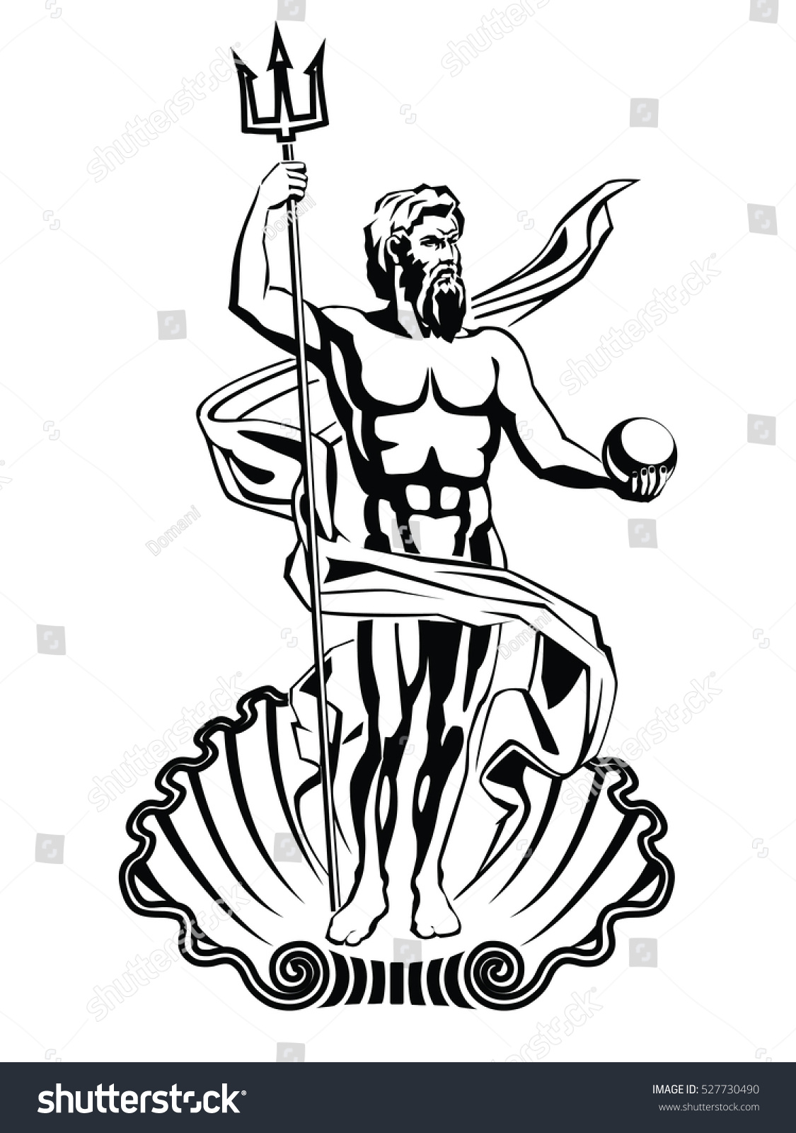 Neptune Sea God In Roman Mythology. Vector Illustration. - 527730490 ...