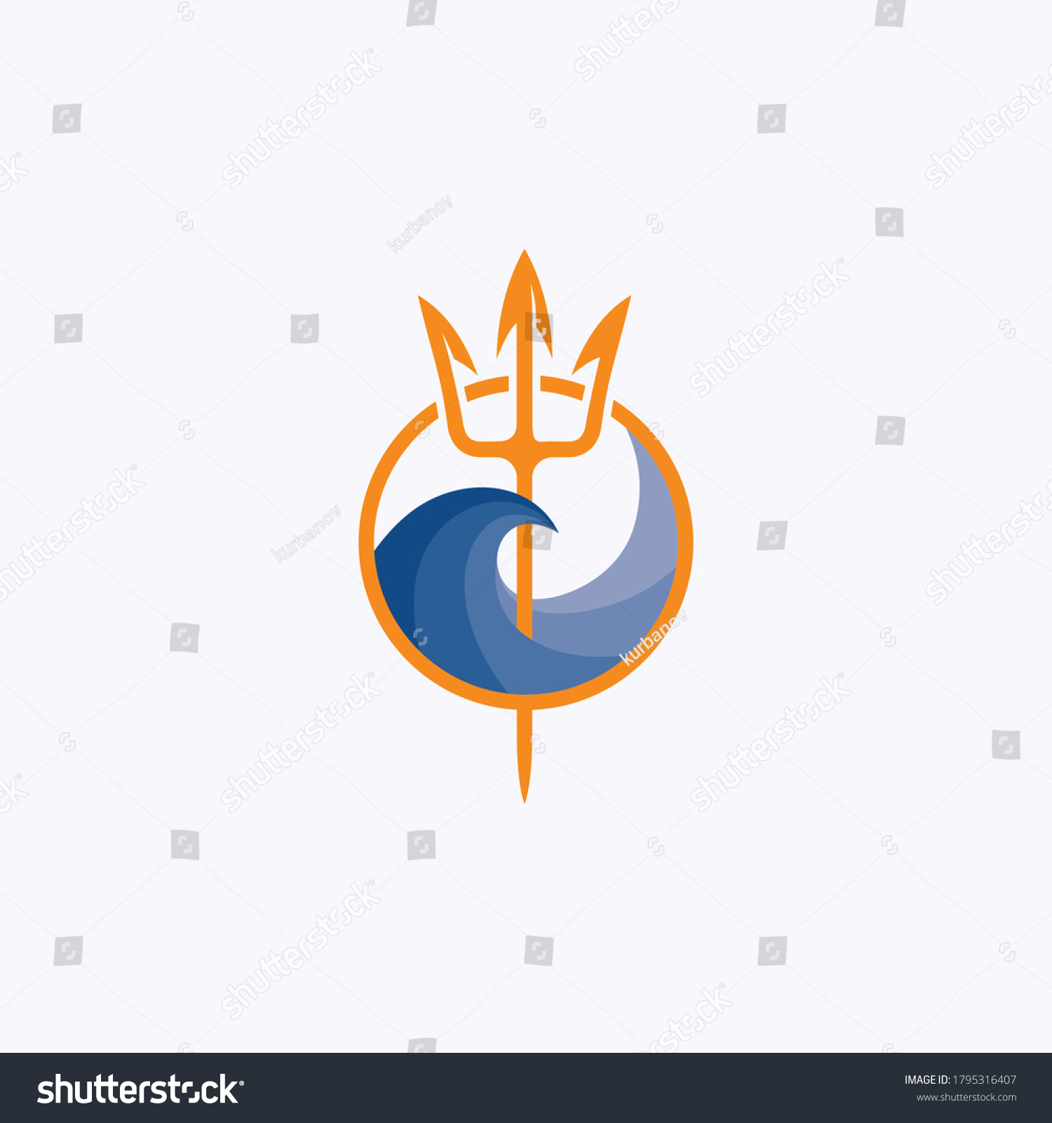 Neptune Trident Logo Sea Wave Symbol Stock Vector (Royalty Free ...