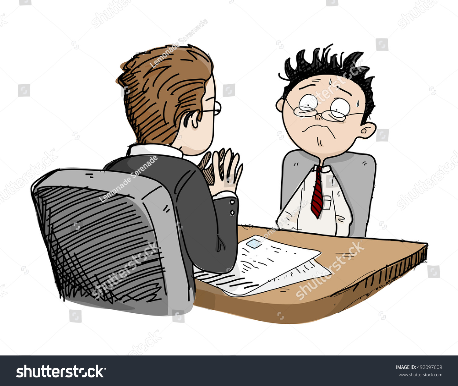 Nervous Job Interview Hand Drawn Vector Stock Vector (Royalty Free ...