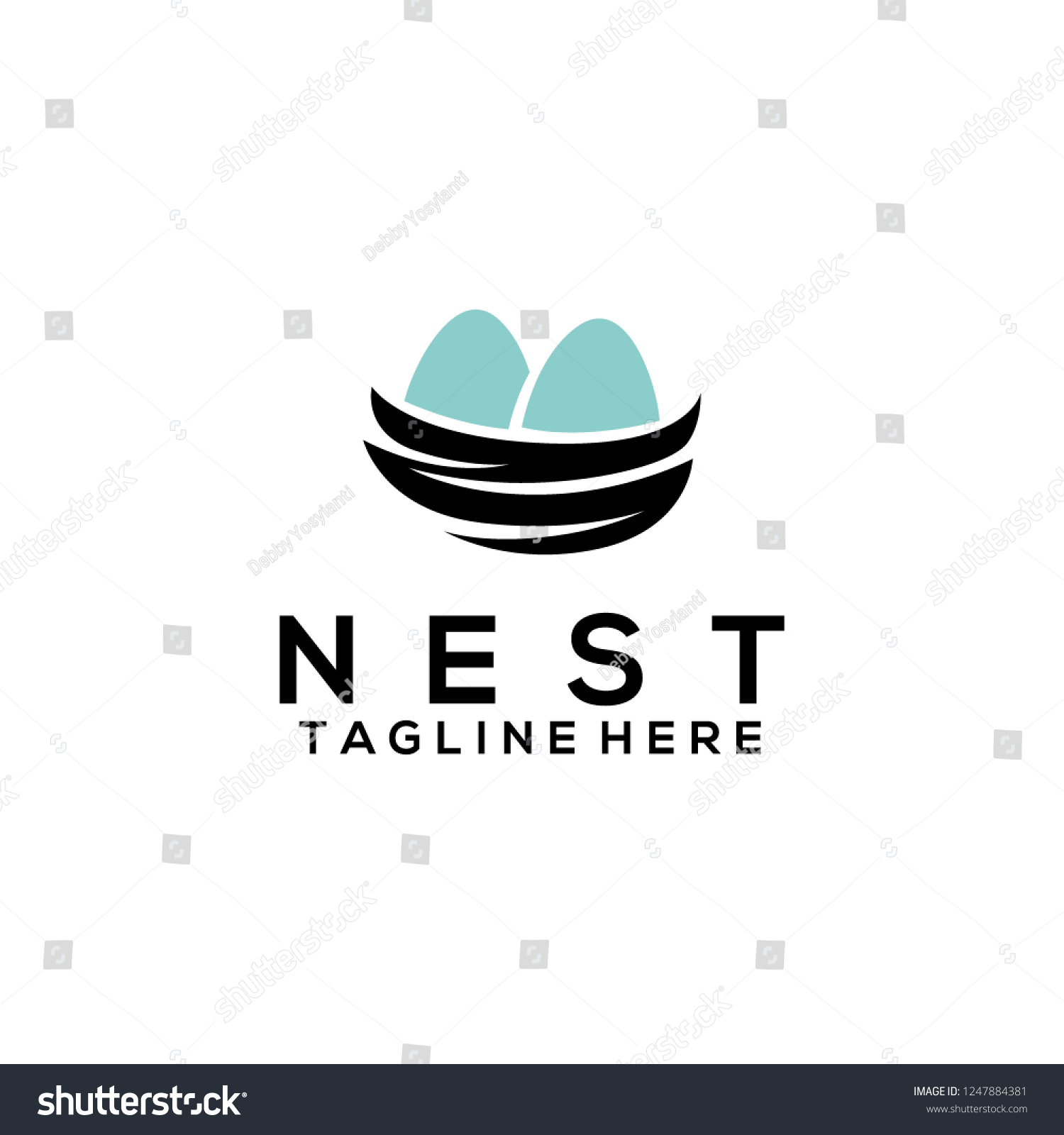 Nest Logo Design Stock Vector Royalty Free 1247884381