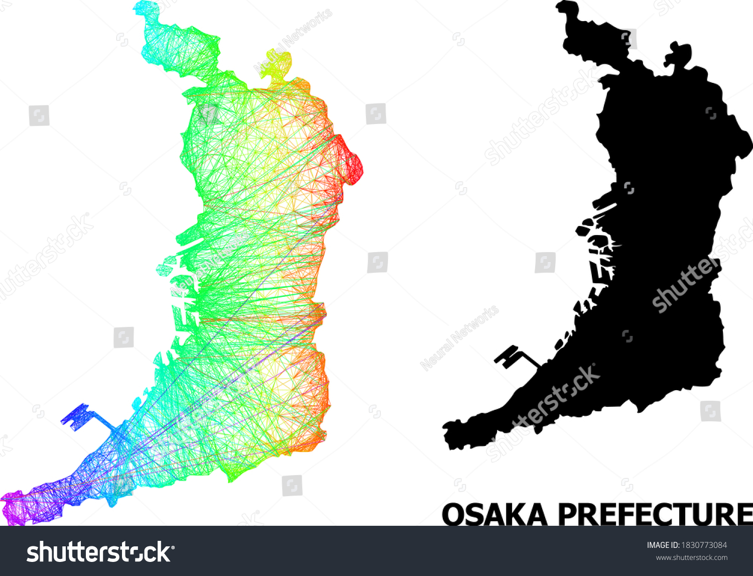 Net Solid Map Osaka Prefecture Vector Stock Vector Royalty Free   Stock Vector Net And Solid Map Of Osaka Prefecture Vector Model Is Created From Map Of Osaka Prefecture With 1830773084 