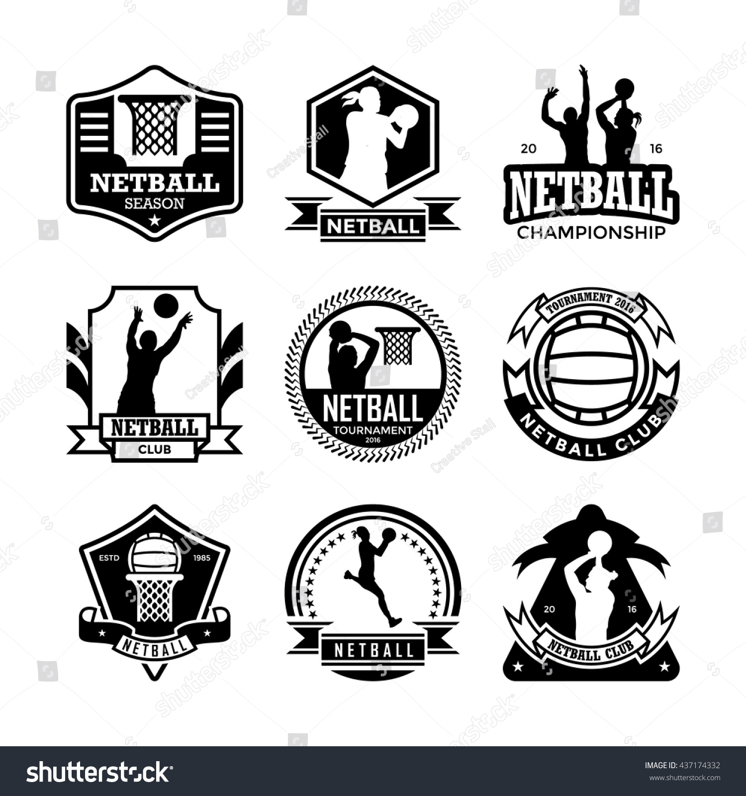 Netball Vector Icons 24 Stock Vector (Royalty Free) 437174332