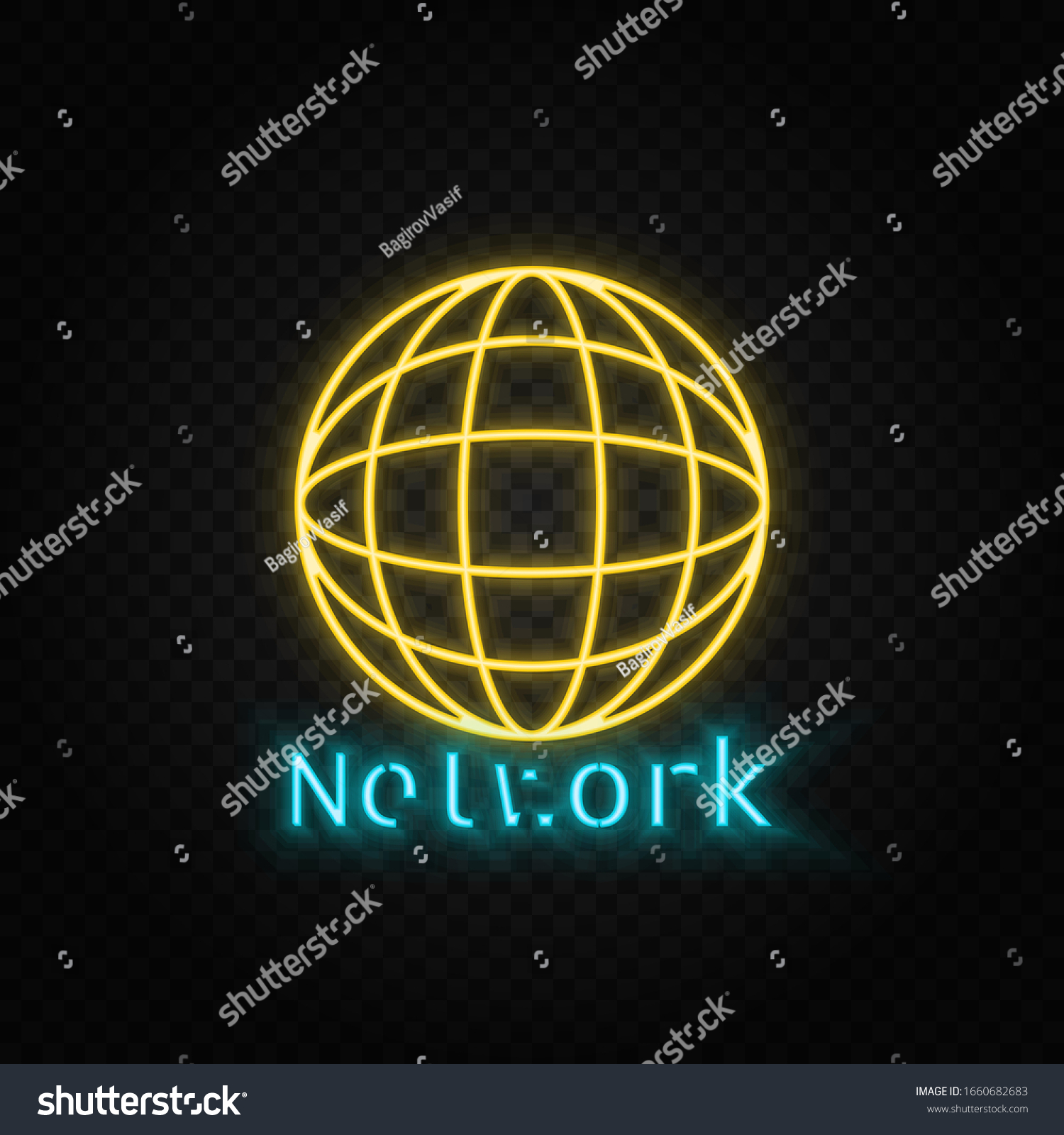 Network Blue Yellow Neon Vector Icon Stock Vector (Royalty Free ...