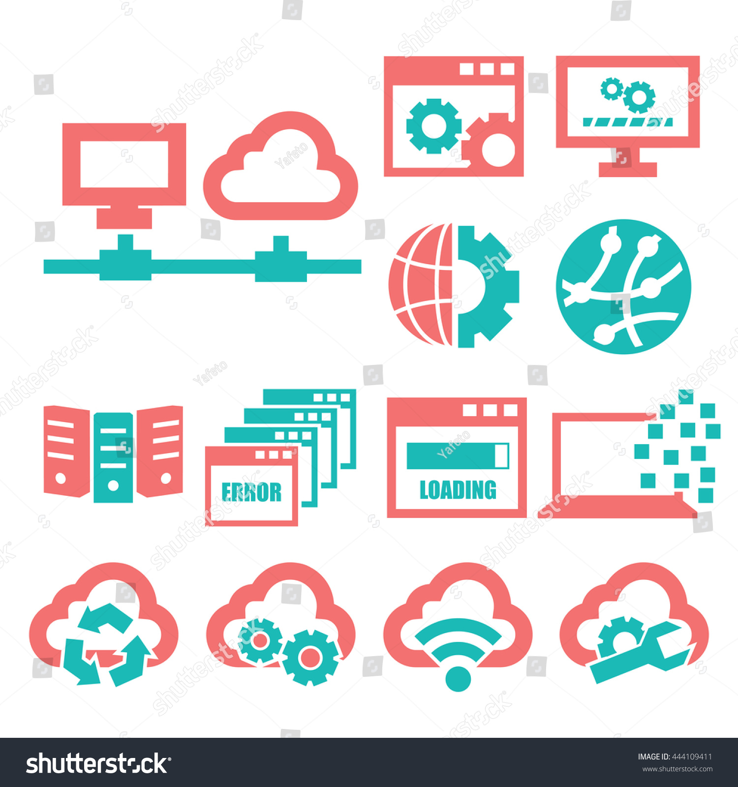 Network Server Icon Set Stock Vector (Royalty Free) 444109411 ...