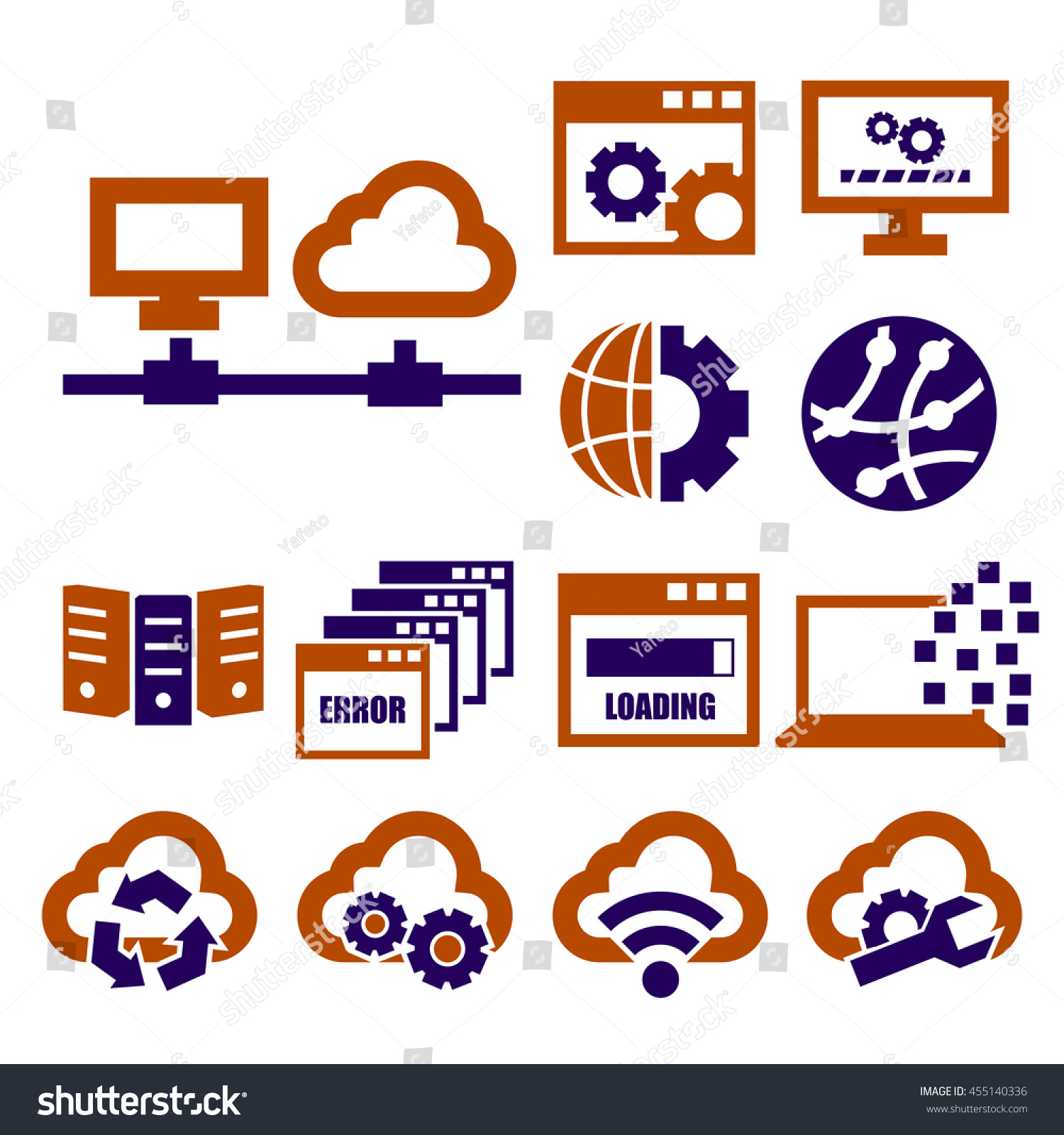 Network Server Icon Set: vector de stock (libre de regalías) 455140336 ...