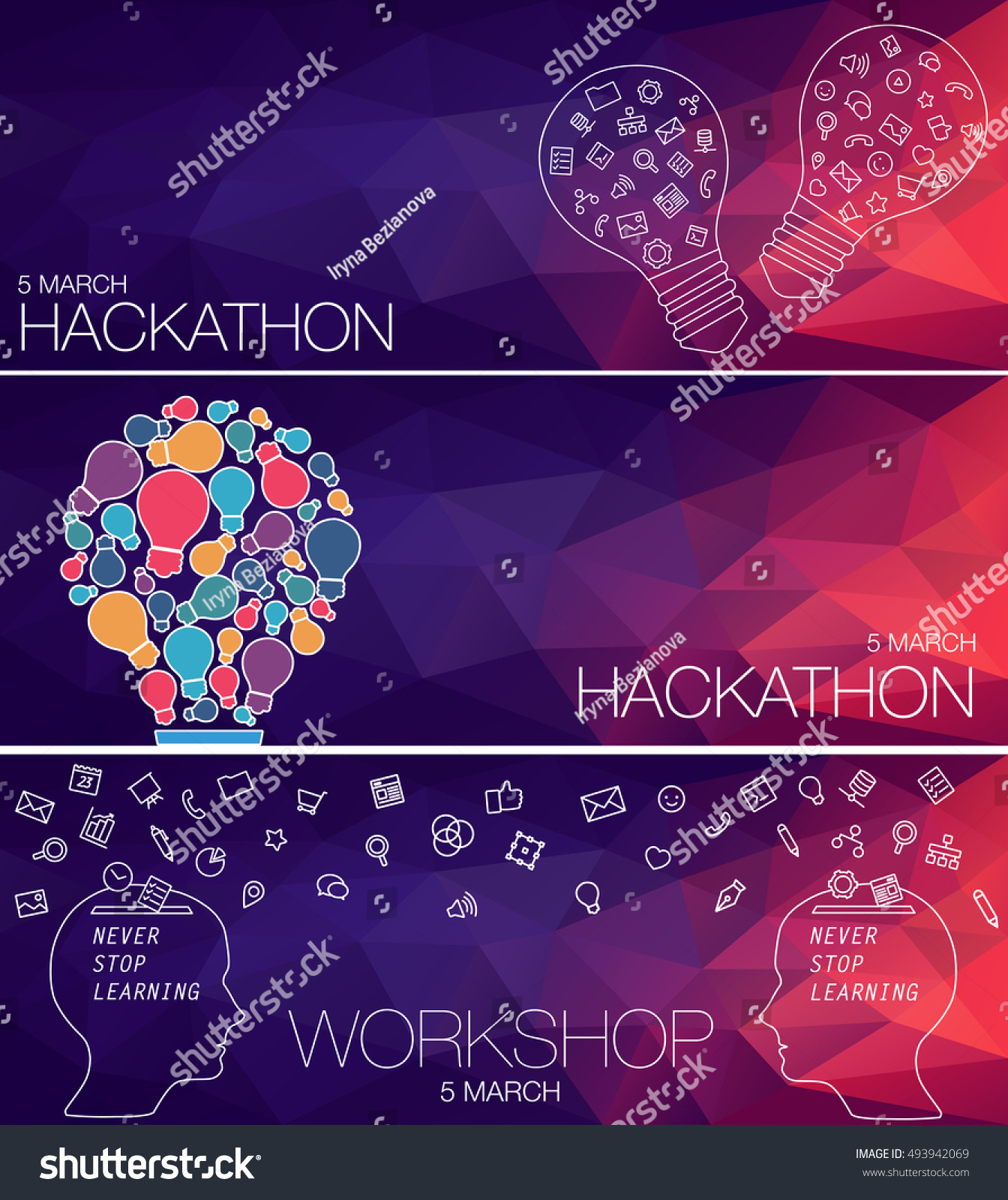 Networking Developers Invitation People On Hackathon Stock Vector 493942069 Shutterstock Hackathon Website Template