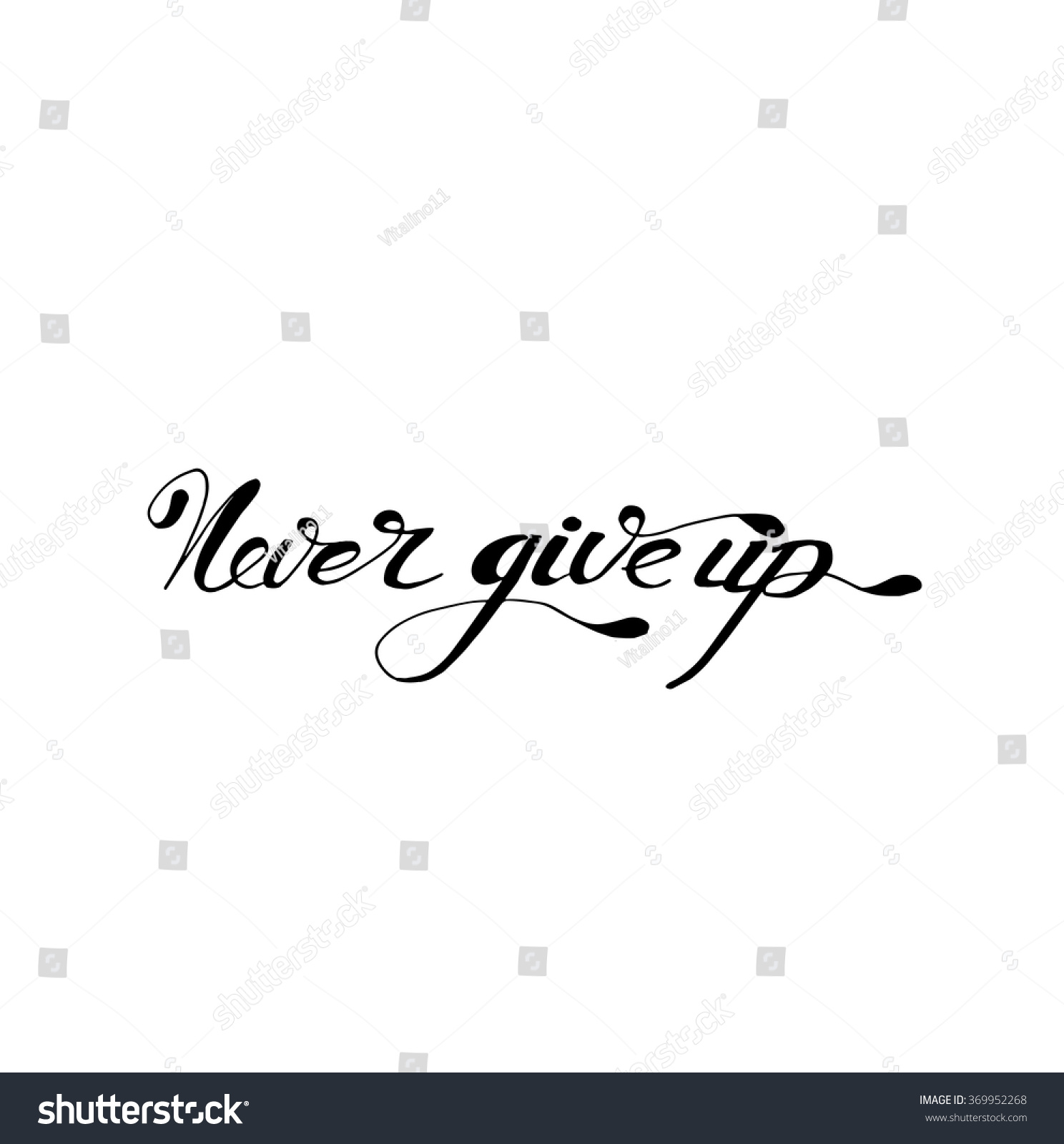 Never Give Card Poster Ink Illustration Stock Vector Royalty Free