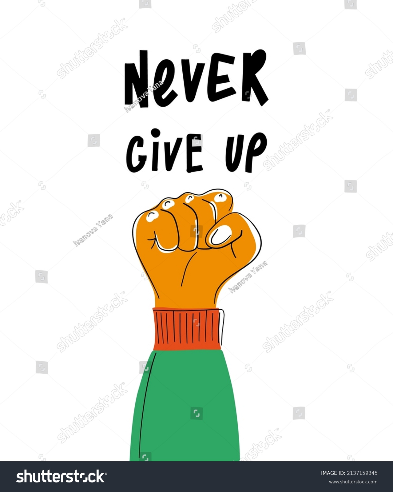 Never Give Motivation Poster Concept Hand Stock Vector Royalty Free Shutterstock