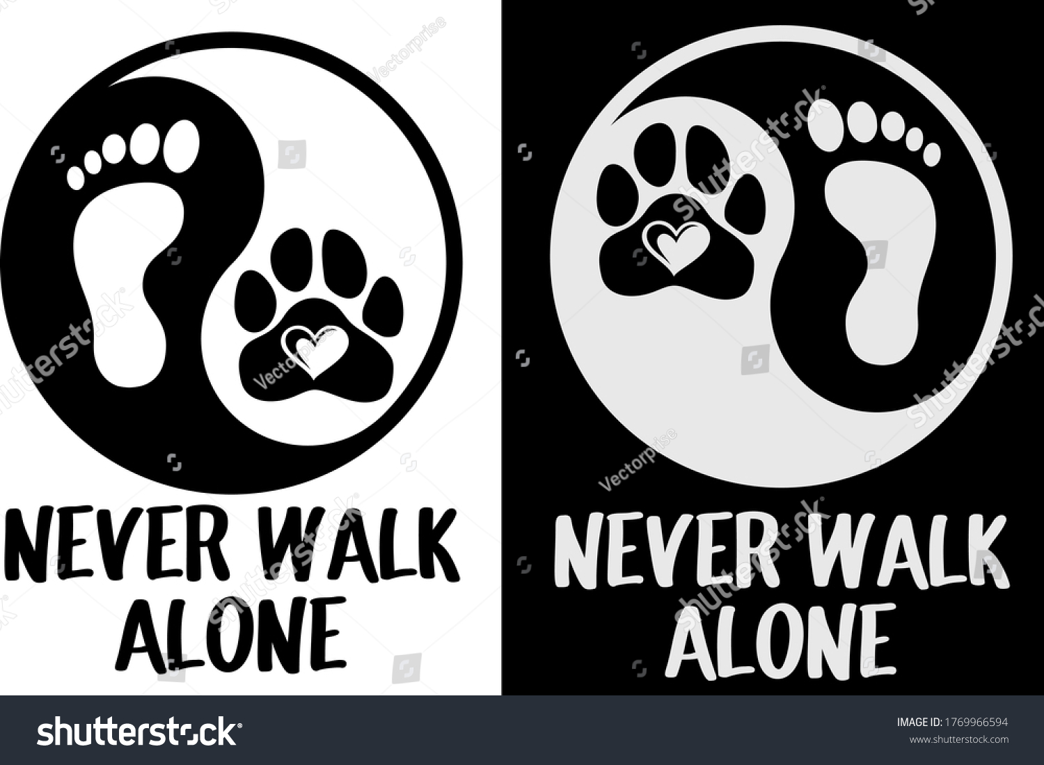 Never Walk Alone Paw Print Footprint Stock Vector Royalty Free