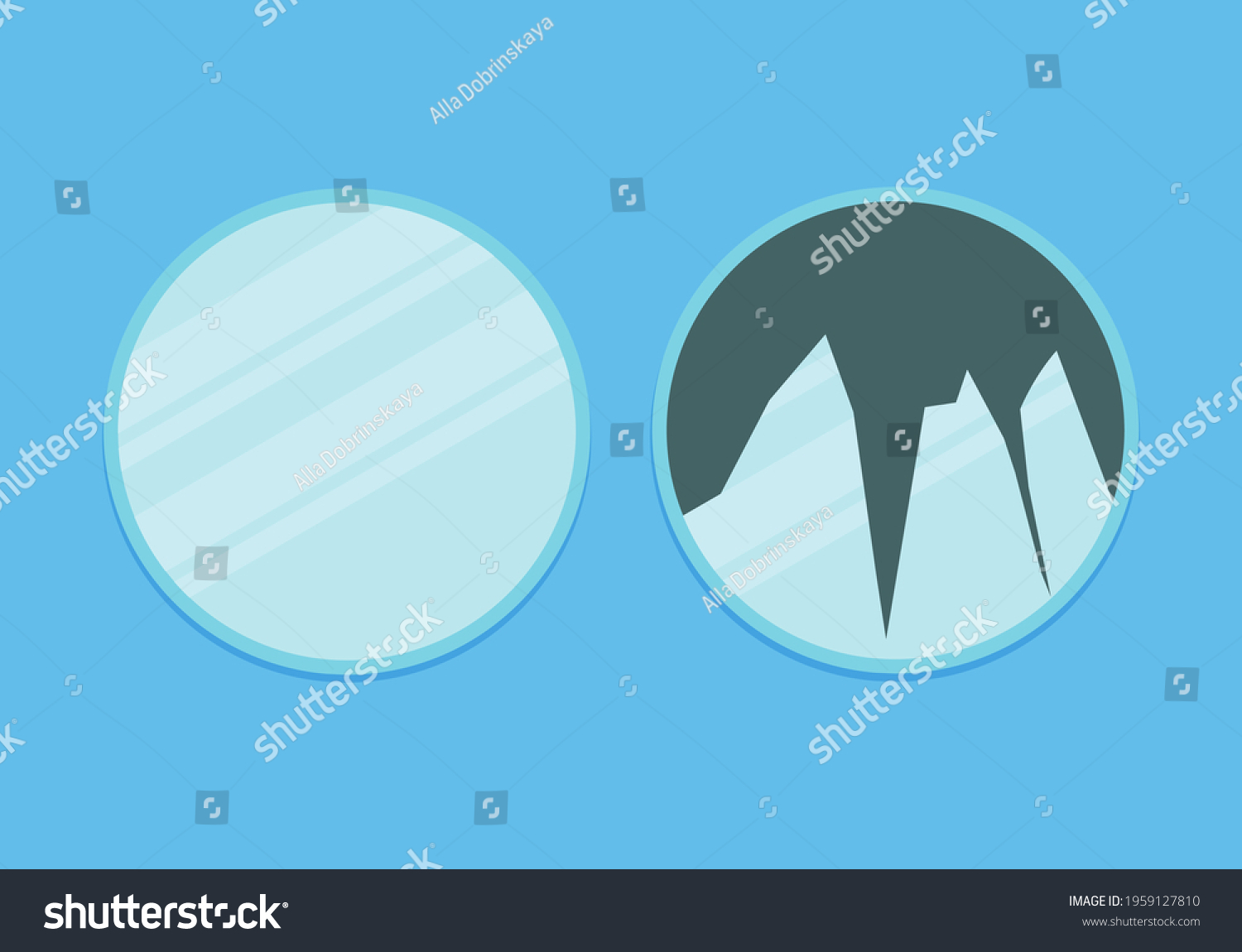 SVG of New and broken mirrors for a bathroom. Flat vector illustration. svg