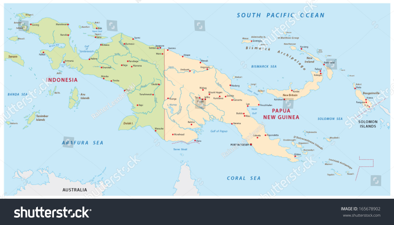 Australia Papua New Guinea Map Images Stock Photos Vectors