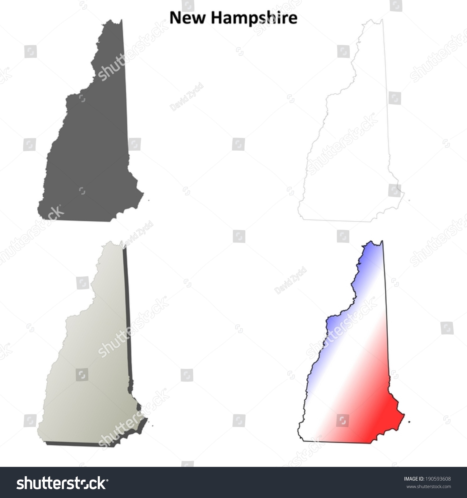 New Hampshire Outline Map Set Vector Stock Vector (royalty Free 