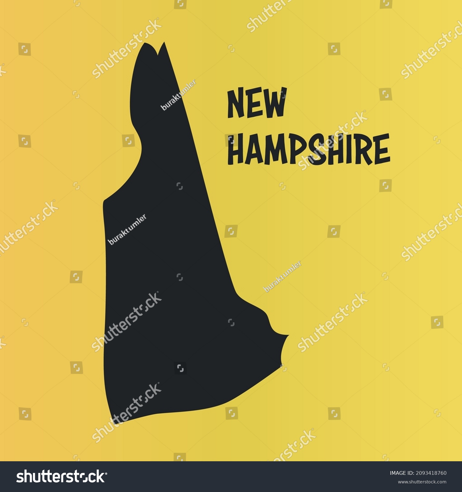 SVG of New Hampshire Vector Map. Editable high quality illustration of the American state of New Hampshire state border map svg