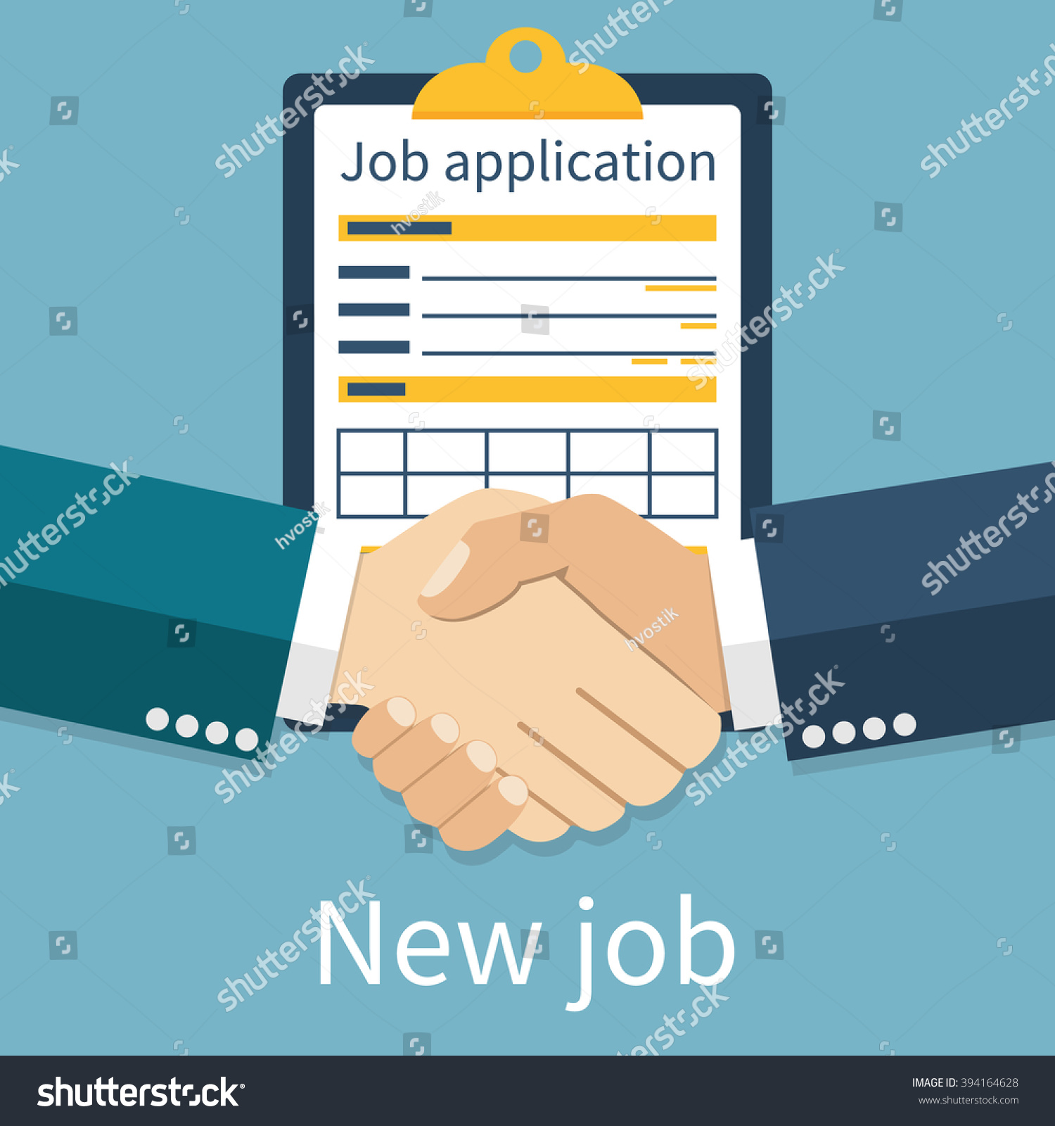 New Job Handshake Two Men Background Stock Vector 394164628