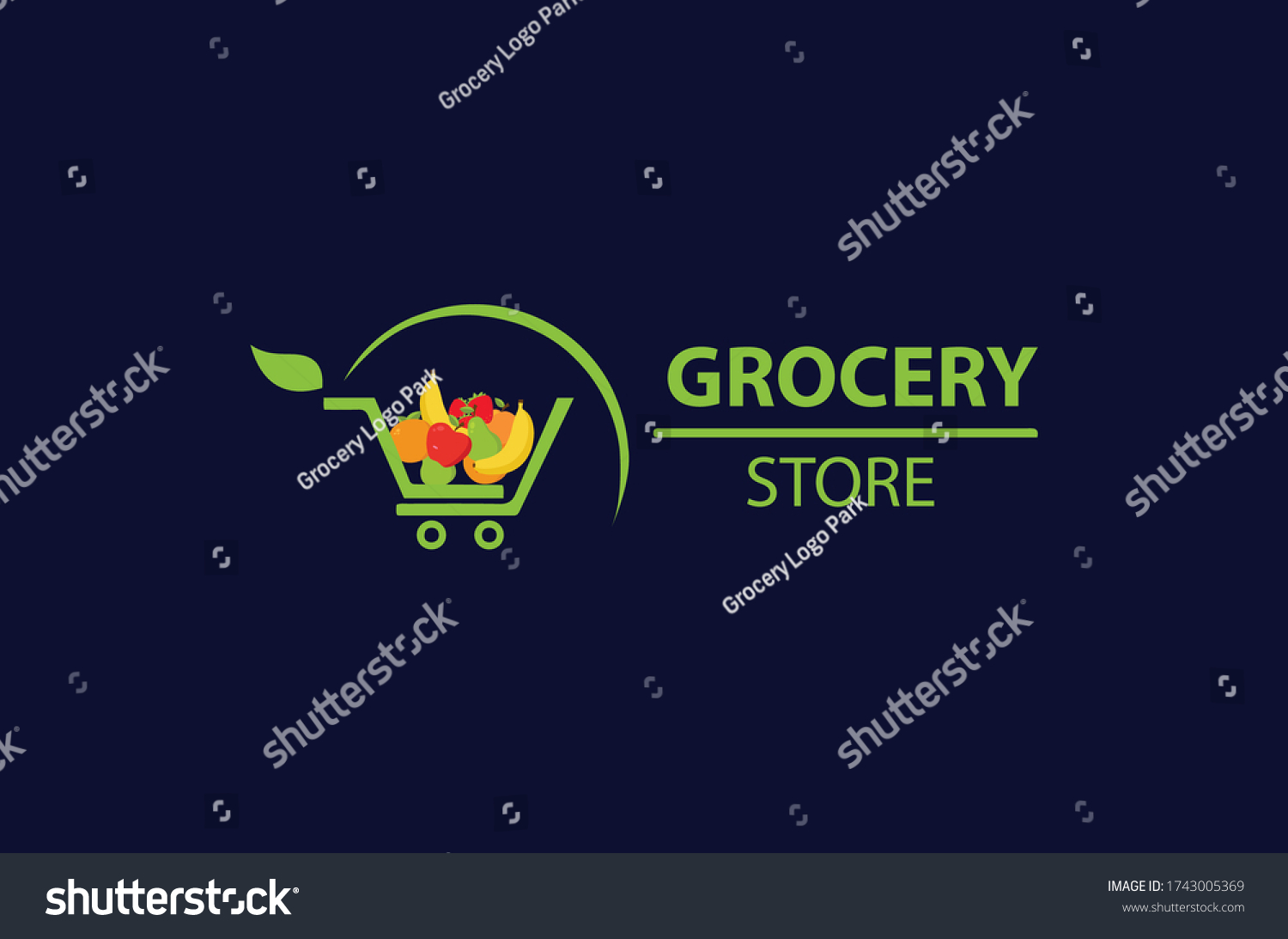 New Online Grocery Store Logo Design Stock Vector (Royalty Free) 1743005369