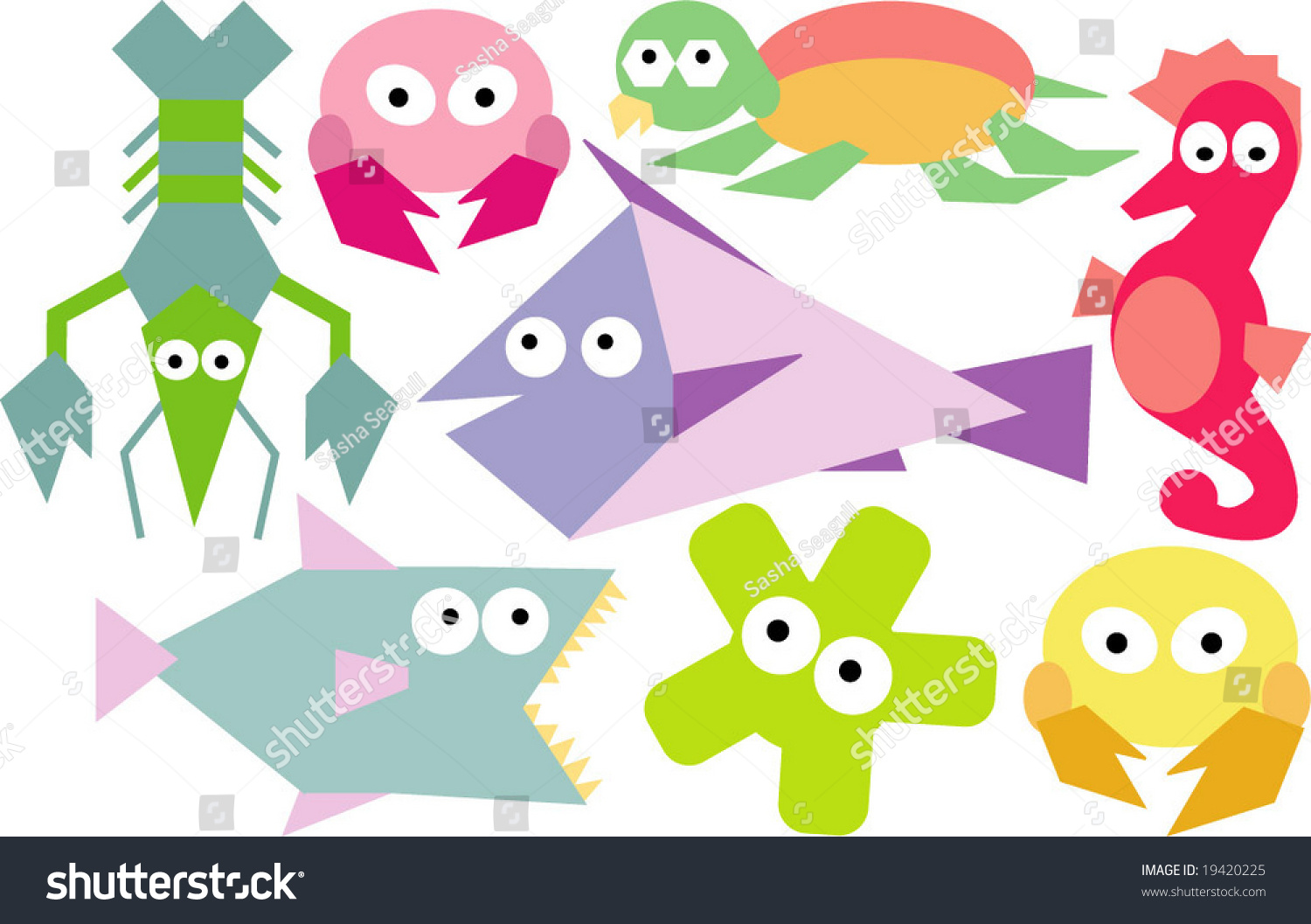 New Set Of Geo Animals 18 Stock Vector Illustration 19420225 : Shutterstock