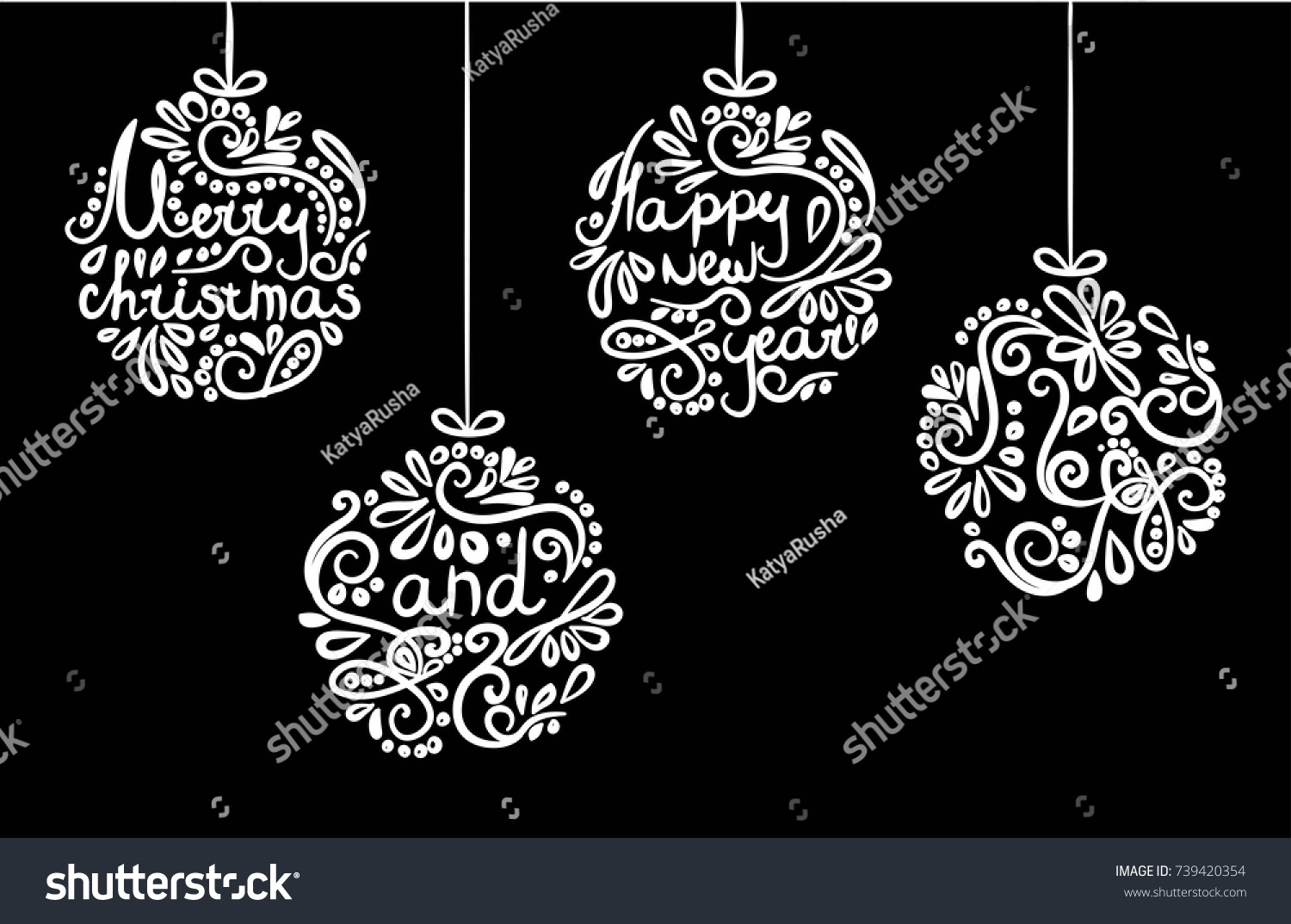 New Year and Christmas 2018 on the balls Vector illustration