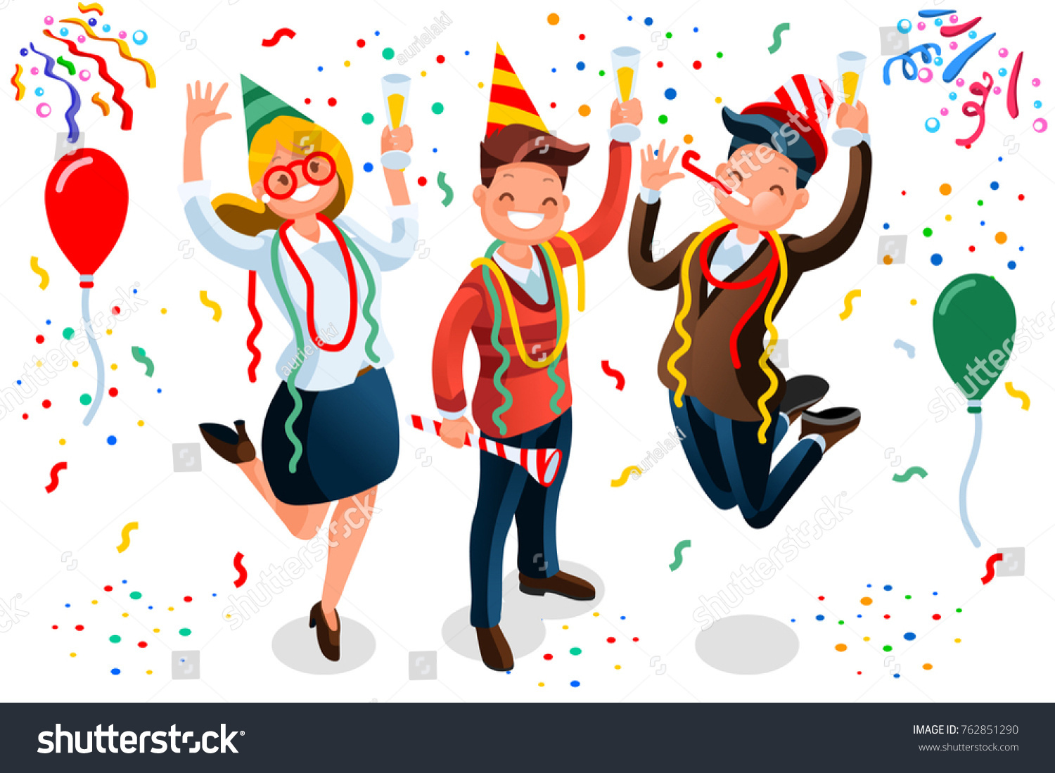 New Year Bash People Celebrating Party Stock Vector (Royalty Free ...