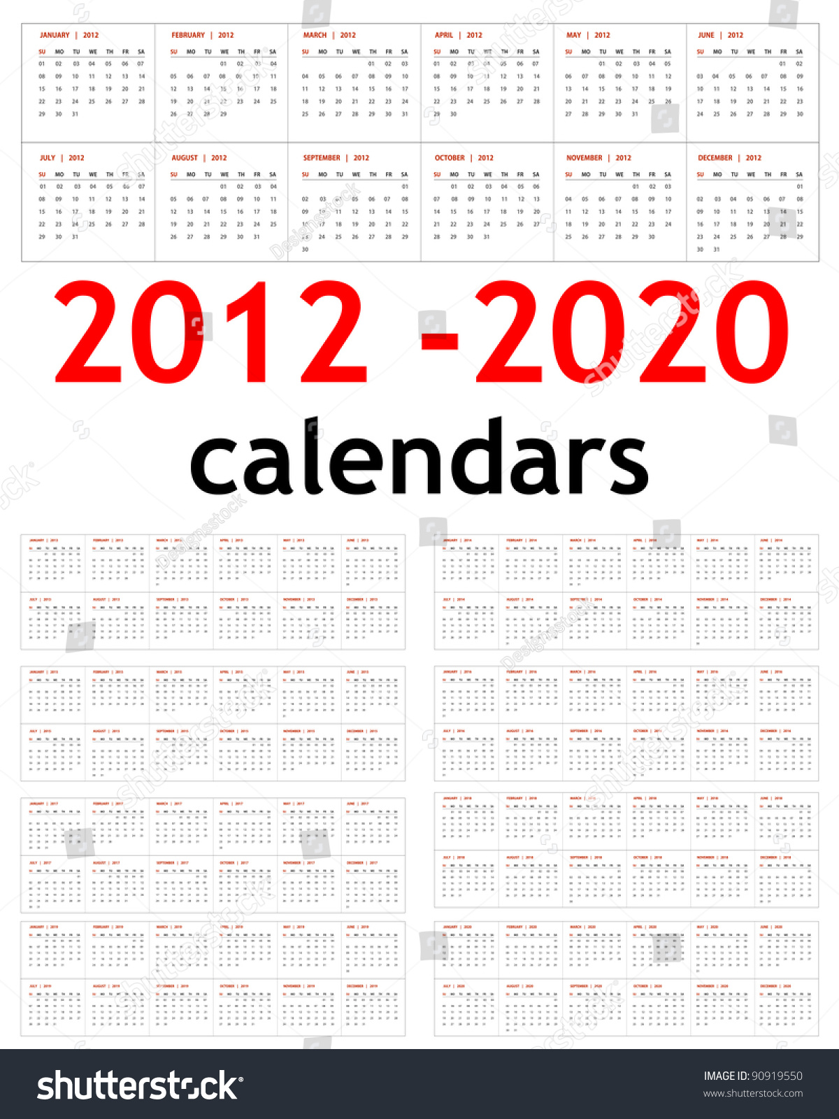 calendars 2014 and 2015