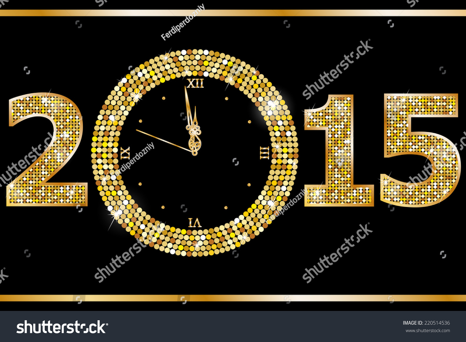 New Year Clock Stock Vector 220514536 - Shutterstock