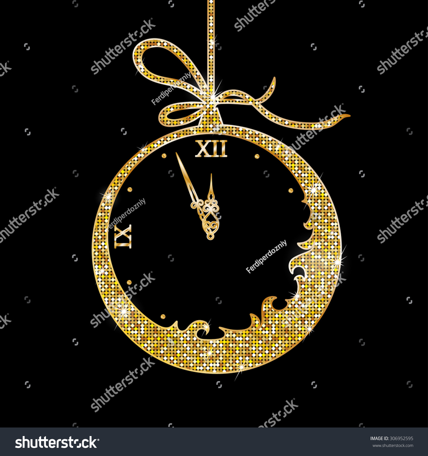 New Year Clock Stock Vector Illustration 306952595 : Shutterstock