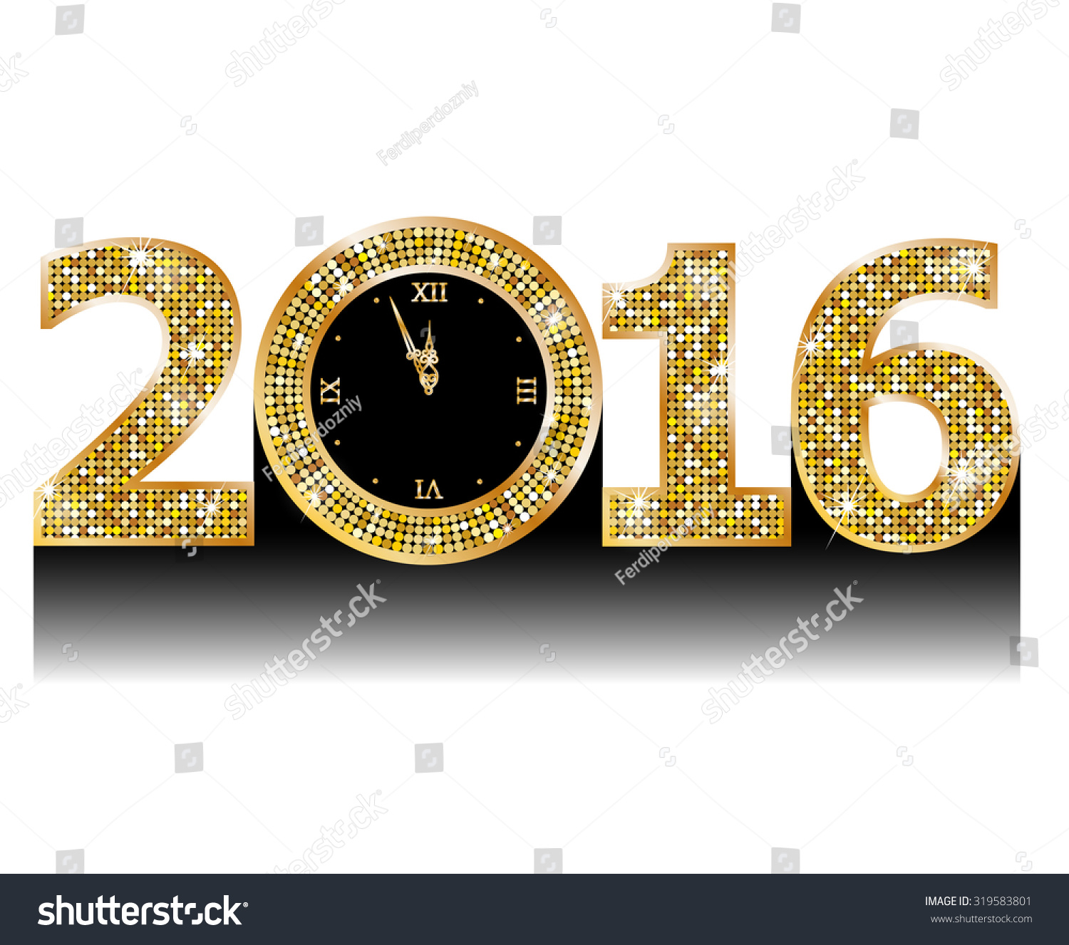 New Year Clock Stock Vector 319583801 - Shutterstock