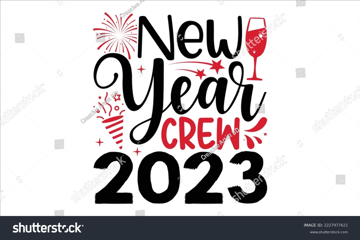 SVG of New Year Crew 2023  - Happy New Year  T shirt Design, Hand drawn vintage illustration with hand-lettering and decoration elements, Cut Files for Cricut Svg, Digital Download svg