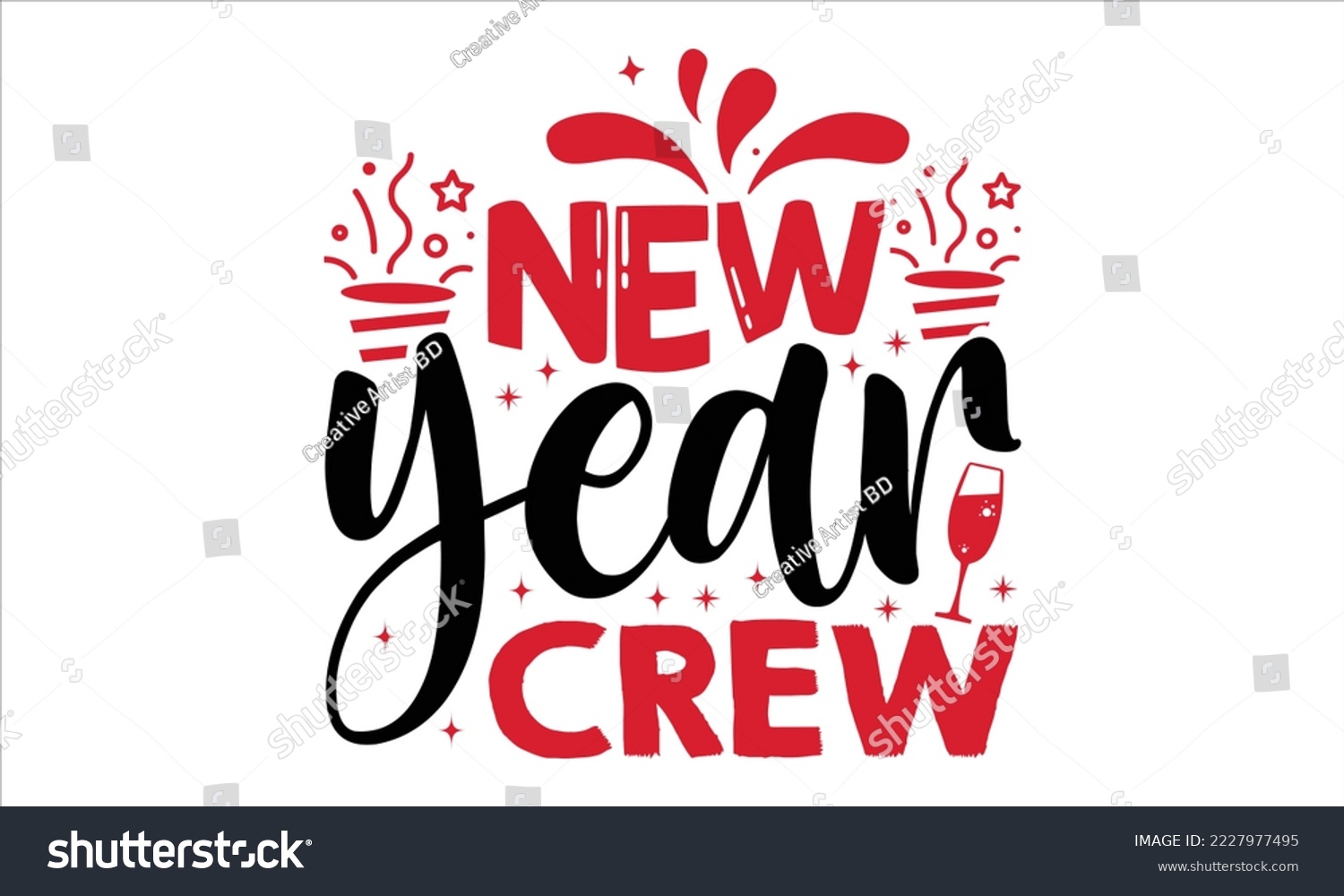 SVG of New Year Crew  - Happy New Year  T shirt Design, Modern calligraphy, Cut Files for Cricut Svg, Illustration for prints on bags, posters svg