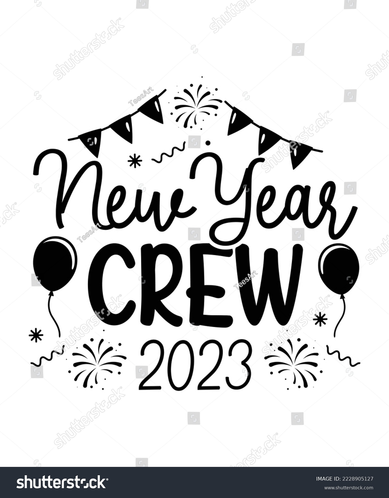 SVG of New year crew 2023 svg design t shirt vector, happy new year 2023, new year svg designs,  svg