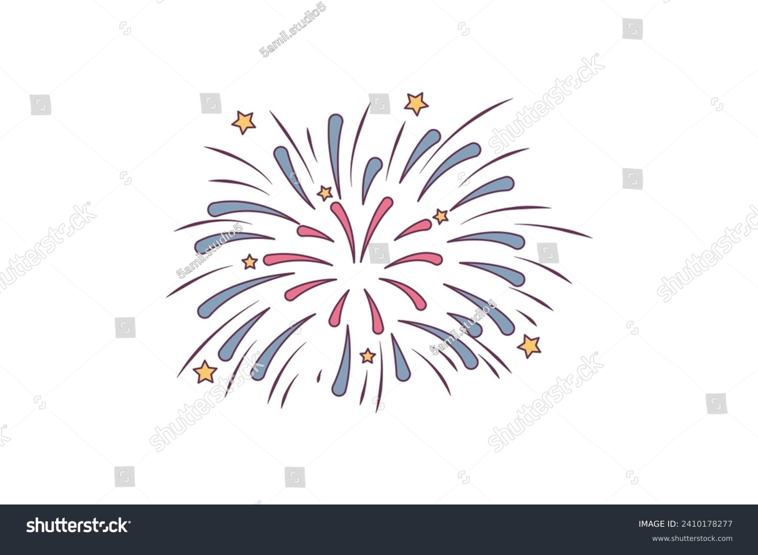 colorful fireworks burst with stars clip art preview