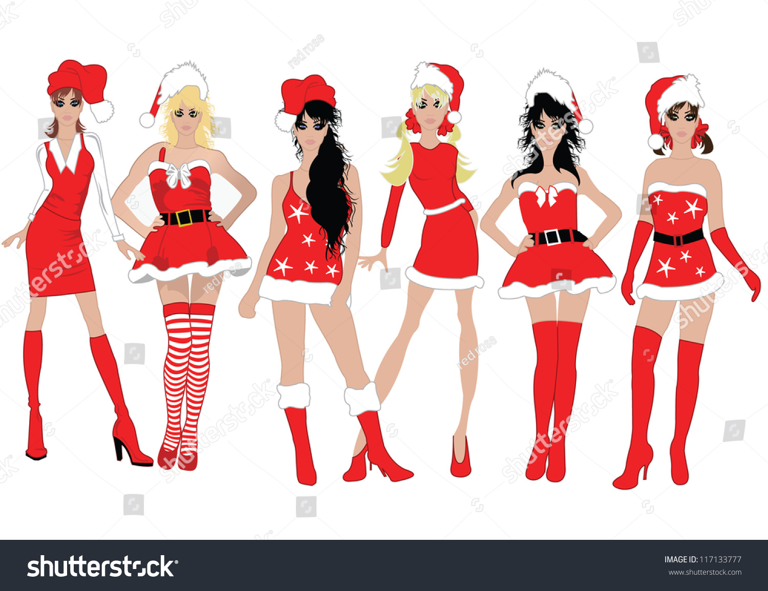 New Year Girls Stock Vector Illustration 117133777 : Shutterstock