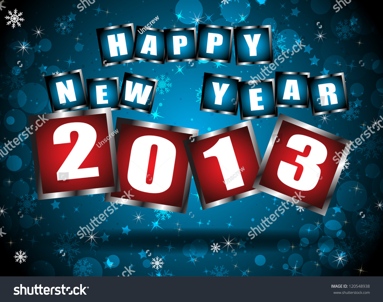 New Year 2013 In Blue Background. Clip-Art Stock Vector Illustration ...