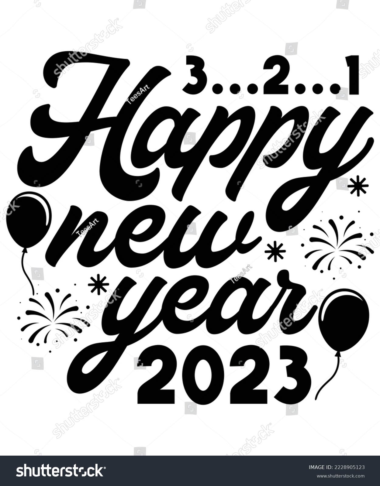 SVG of New year 2023 svg design t shirt vector, happy new year 2023, new year svg designs,  svg