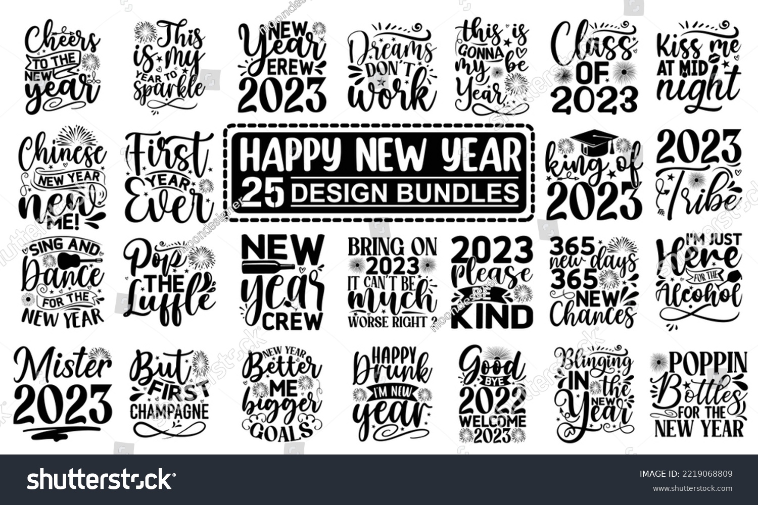 SVG of New year t shirt Designs bundle, Happy New Year SVG Cut Files Designs bundle svg